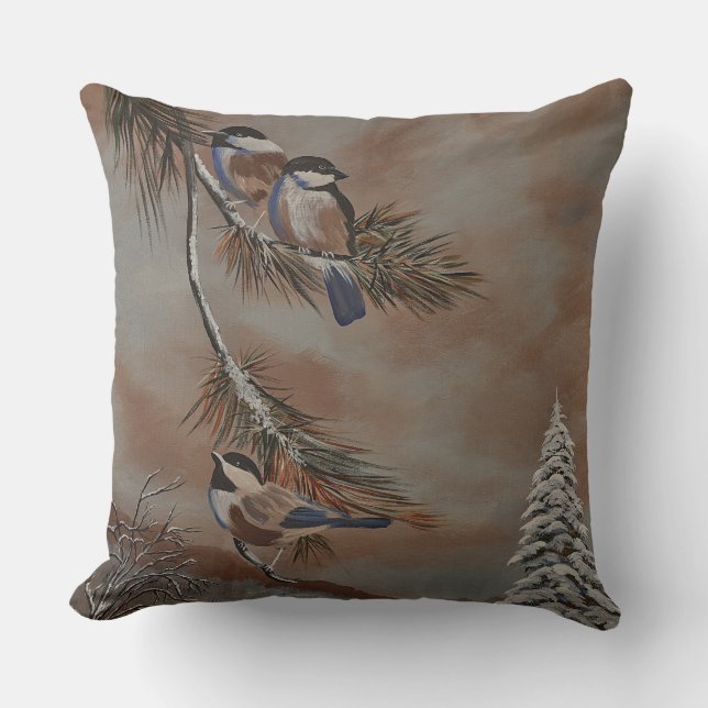 Zierkissen Wintervögel (Vorderseite)