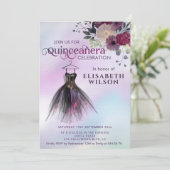 Zierkleid Quinceañera Einladung (Stehend Vorderseite)
