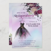 Zierkleid Quinceañera Einladung (Vorne/Hinten)