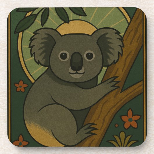 Zierkoala in Botanischer Mandala Getränkeuntersetzer (Vorderseite)
