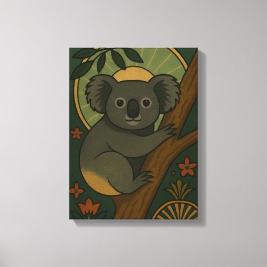 Zierkoala in Botanischer Mandala Leinwanddruck (Vorderseite)