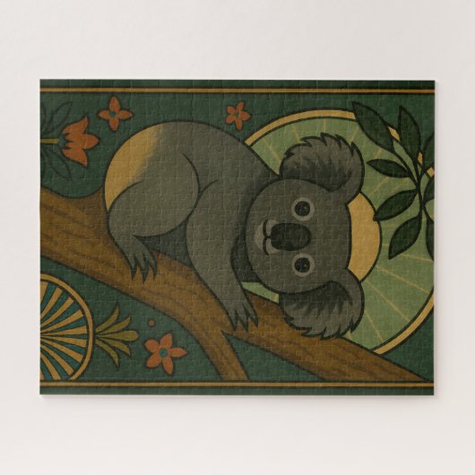 Zierkoala in Botanischer Mandala Puzzle (Horizontal)