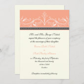 Zierkorallenweiße Hochzeitseinladung Einladung (Vorne/Hinten)
