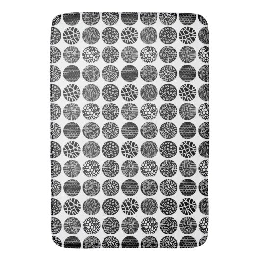 Zierkreise - Schwarz und Weiß Badematte (Vorderseite Vertikal)