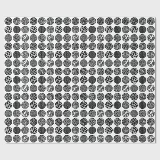 Zierkreise - Schwarz und Weiß Geschenkpapier (Flach)