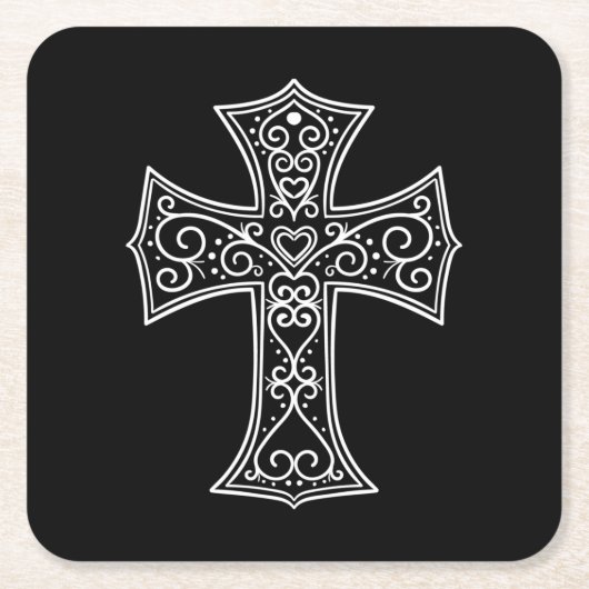 Zierkreuz Rechteckiger Pappuntersetzer (Vorderseite)