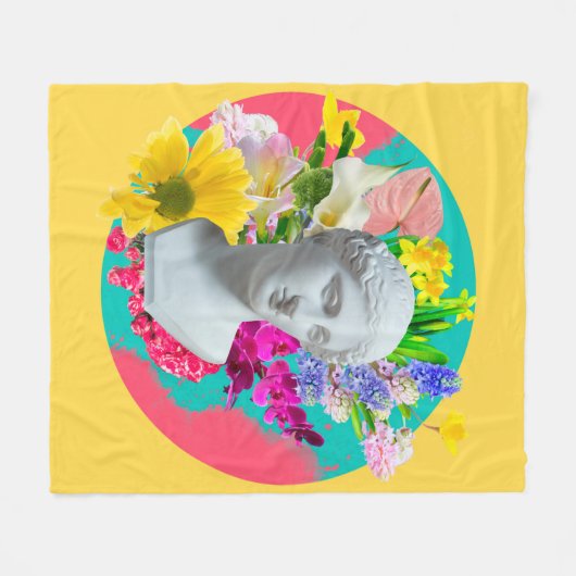 Zierlich. Kollage mit Gipskopfstütze-Isolation Fleecedecke (Vorderseite (Horizontal))