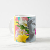 Zierlich. Kollage mit Gipskopfstütze-Isolation Kaffeetasse (Vorderseite Links)