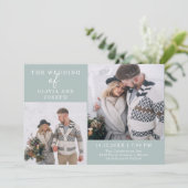 Zierlich | Zwei-Foto-Hochzeit Einladung (Stehend Vorderseite)