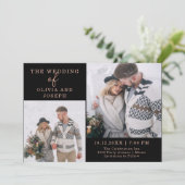 Zierlich | Zwei-Foto-Hochzeit Einladung (Stehend Vorderseite)