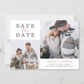 Zierlich| Zwei Foto Hochzeit retten Datum Magneteinladung (Vorderseite)