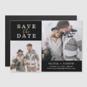 Zierlich | Zwei Fotos Hochzeit speichern das Datum Magneteinladung (Vorne/Hinten)