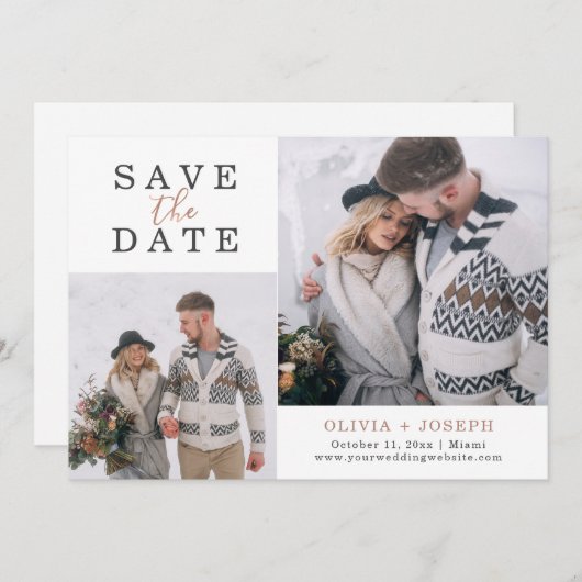 Zierlich | Zwei Fotos Hochzeit speichern das Datum Save The Date (Vorne/Hinten)