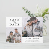 Zierlich | Zwei Fotos Hochzeit speichern das Datum Save The Date (Stehend Vorderseite)