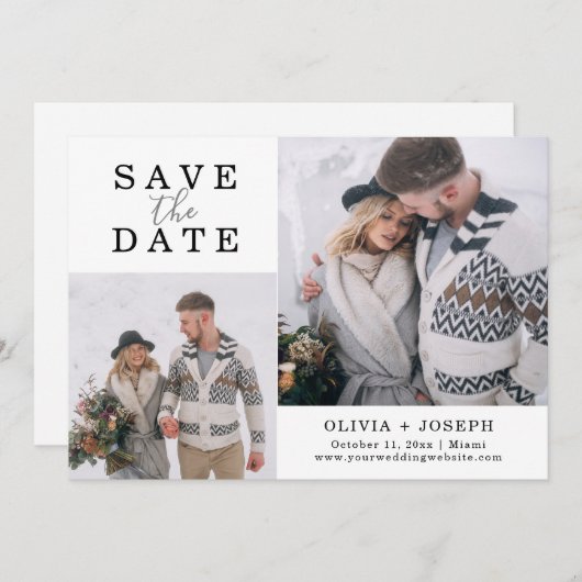 Zierlich | Zwei Fotos Hochzeit speichern das Datum Save The Date (Vorne/Hinten)