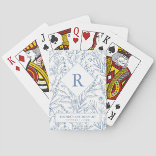 Zierliche Blaue Mitzwa-Monogramm-Geschenk-Spielkar Spielkarten