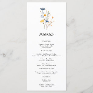 Zierliche Blumen Hochzeit Wildblumen Menükarte