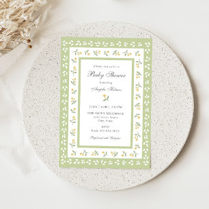 Zierliche Blumenrand-Baby-Shower-Einladung Einladung