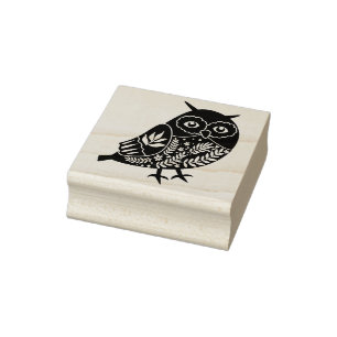 Zierliche Eulen-Holzstempel aus Gummi Gummistempel