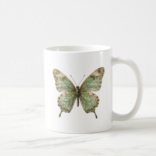 Zierliche Schmetterlinge mit Blattmuster-Flügeln Kaffeetasse (Rechts)