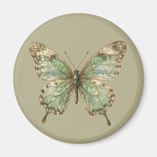 Zierliche Schmetterlinge mit Blattmuster-Flügeln Magnet (Vorne)