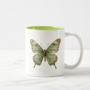 Zierliche Schmetterlinge mit Blattmuster-Flügeln Zweifarbige Tasse