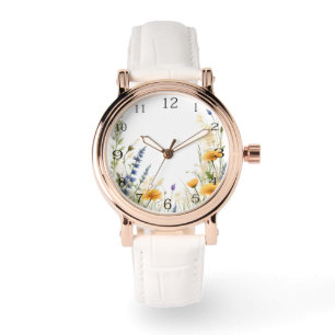 Zierliche Schönheit: Schlanke Wildblumen und Gräse Armbanduhr