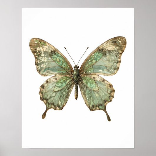 Zierlicher Schmetterling mit Blattmusterflügeln Poster (Vorne)