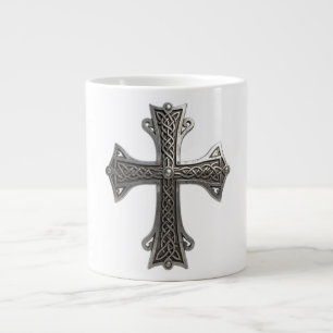 Zierliches keltisches Silberkreuz mit komplizierte Jumbo-Tasse