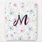 Zierliches Wildblumen-Script-Monogramm M Coquette Mousepad (Vorne)