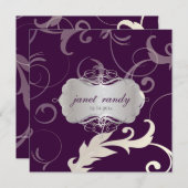 Ziermittel-Blätter+Wirbel, Einladungen zu Hochzeit (Vorne/Hinten)