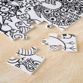 Ziermuster Schwarz-Weiß-Vögel Puzzle (Seite)