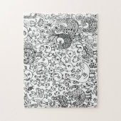 Ziermuster Schwarz-Weiß-Vögel Puzzle (Vertikal)