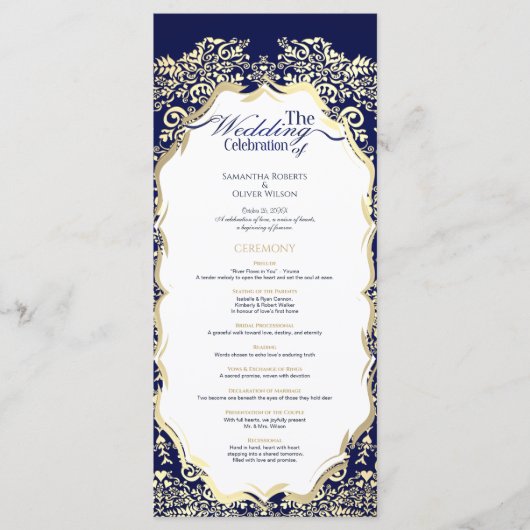 Ziernacht-Blaue und goldene Bezauberung Programm (Vorderseite)