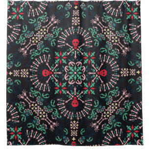 Zierpaisley, Schädel und Knochen Bandana Print,fa Duschvorhang