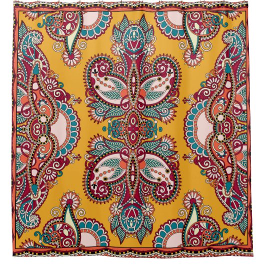 Zierpflanze Paisley: Traditionelle Bandanna Duschvorhang (Vorderseite)