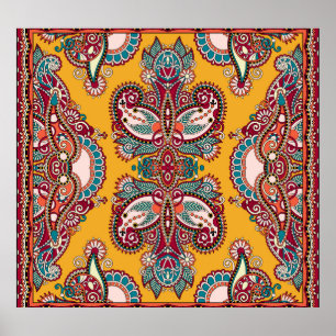 Zierpflanze Paisley: Traditionelle Bandanna Poster