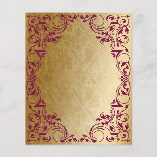 Zierpink Gold Hochzeit Einladung (Rückseite)