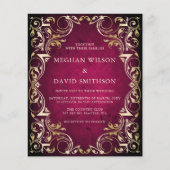 Zierpink Gold Hochzeit Einladung (Vorderseite)