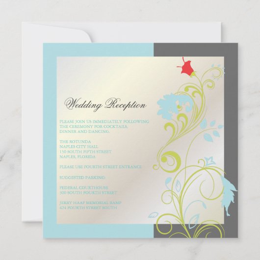 Zierrebe/Aqua blau/grün/grau Einladung (Rückseite)