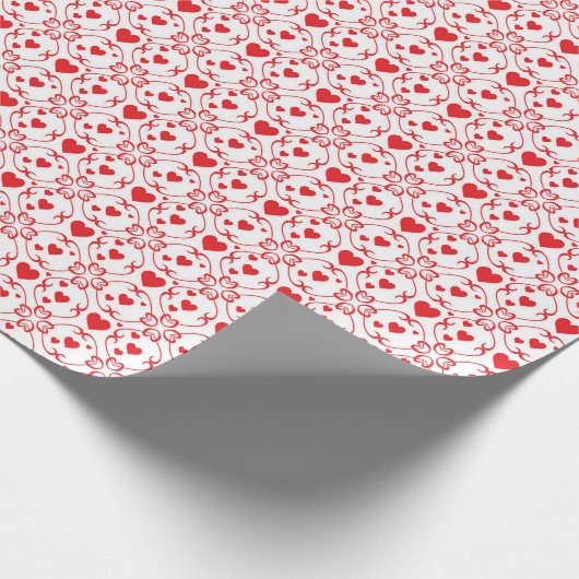 Zierrotes Herz-Umschlagpapier Geschenkpapier (Ecke)