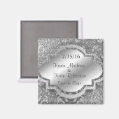 Ziersilber-Glitzer Save the Date Magnet (Vorderseite/Rückseite)