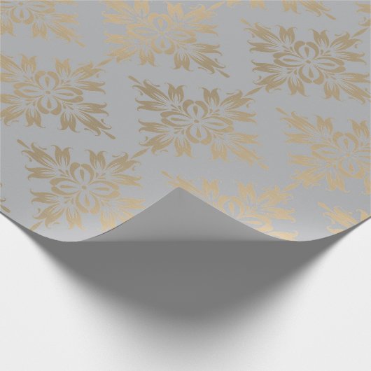 Ziersilber Grau-Metallic-Gold-Imitate Sepia Geschenkpapier (Ecke)