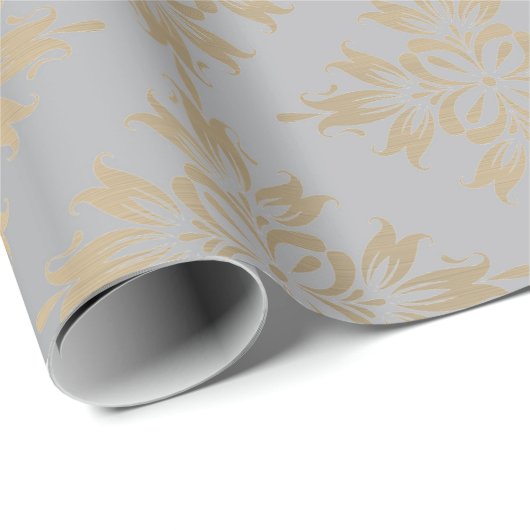 Ziersilber Grau-Metallic-Gold-Imitate Sepia Geschenkpapier (Rolleneckpunkt)