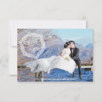 Zierstylische 2-Foto Hochzeit Dankeschön Karte