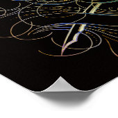 ZIERVÖGEL SCHWARZ GOLD BOTANISCHE KUNST POSTER (Ecke)