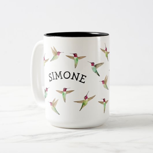 Ziervögel Zweifarbige Tasse (Vorderseite Links)