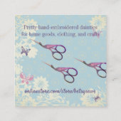 Ziervogelstorchenschere nähen Stickerei Quadratische Visitenkarte (Rückseite)