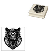 Zierwolf mit Blume und Mond Gummistempel (Stempel)