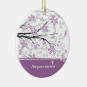 Zierzweig und violette Blumen Keramikornament (Rechts)